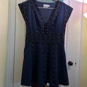 NWOT! Zac Posen Navy Cap-Sleeve V-Neck Snap Dress